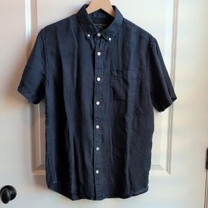 Men's Dark Blue Casual Button Down Shirt